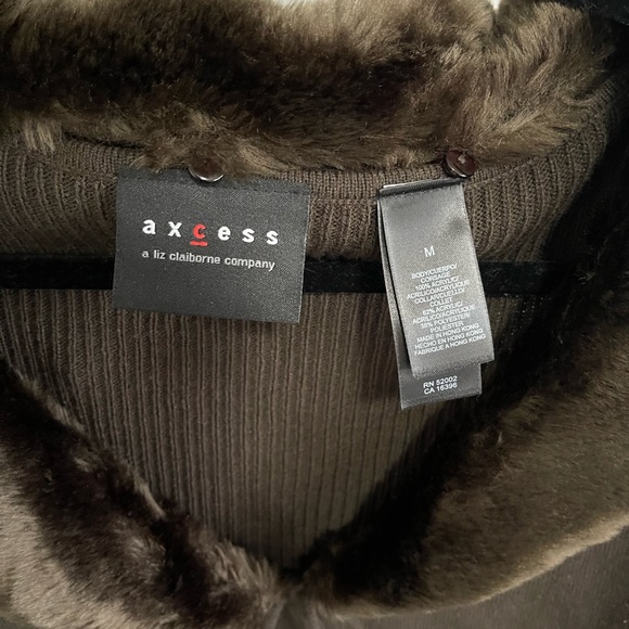 Brown Sweater Cardigan with Faux Fur Collar - Picture 5 of 6